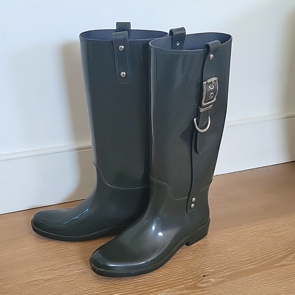 Coach Tasha rainboots in Dark Gray, size 9